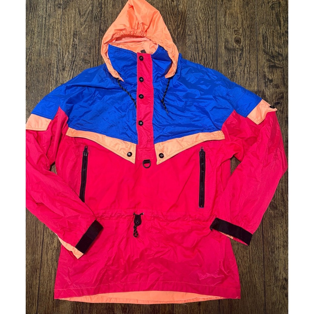 Vintage white stag men's ski jacket L Neon